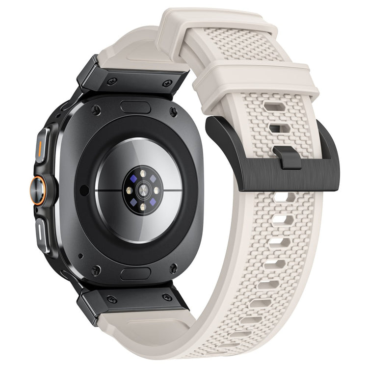 LEMONDA Samsung Galaxy Watch Ultra 47mm Band Rubber Breathable Watch Strap - Starlight / Black Connector#serie_4