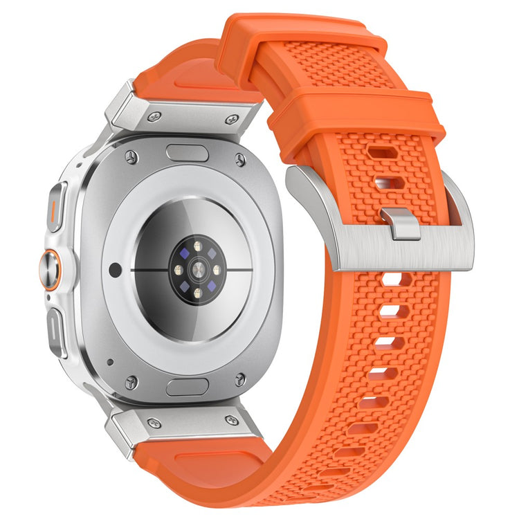 LEMONDA Samsung Galaxy Watch Ultra 47mm Band Rubber Breathable Watch Strap - Orange / Silver Connector#serie_5