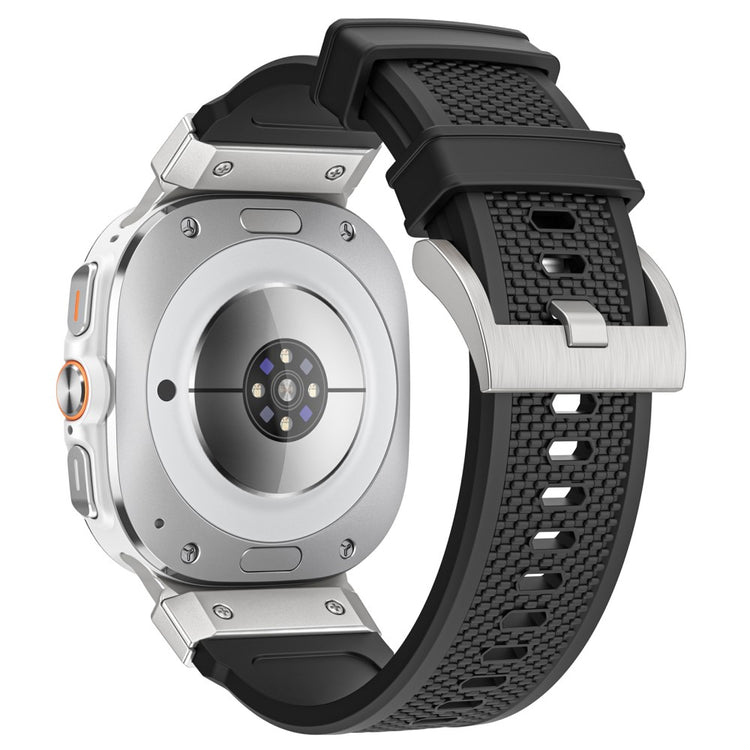 LEMONDA Samsung Galaxy Watch Ultra 47mm Band Rubber Breathable Watch Strap - Black / Silver Connector#serie_6
