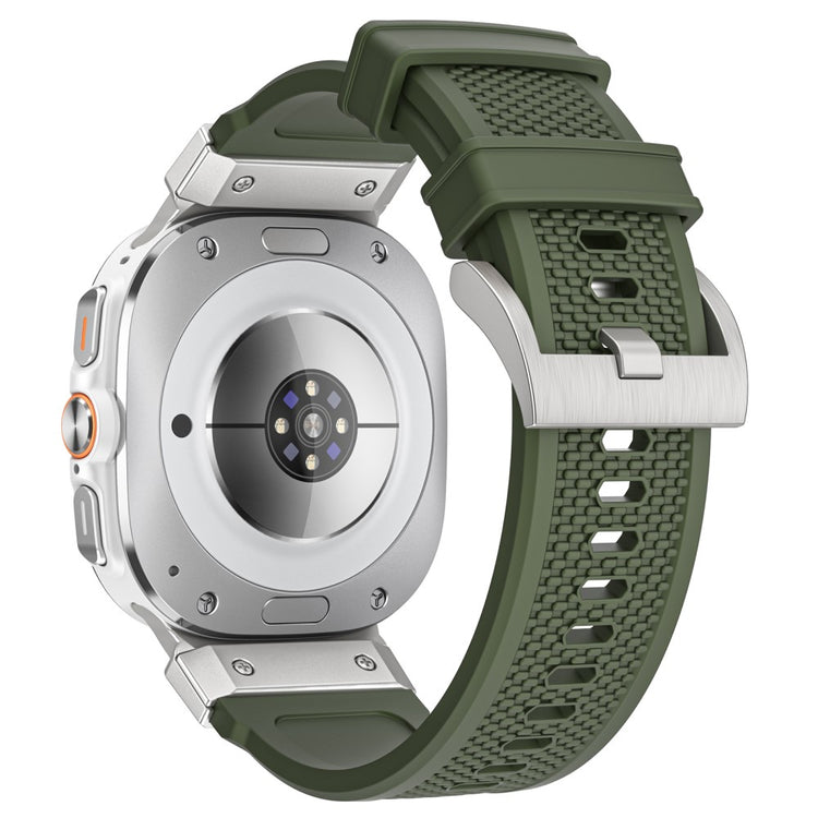 LEMONDA Samsung Galaxy Watch Ultra 47mm Band Rubber Breathable Watch Strap - Army Green / Silver Connector#serie_7