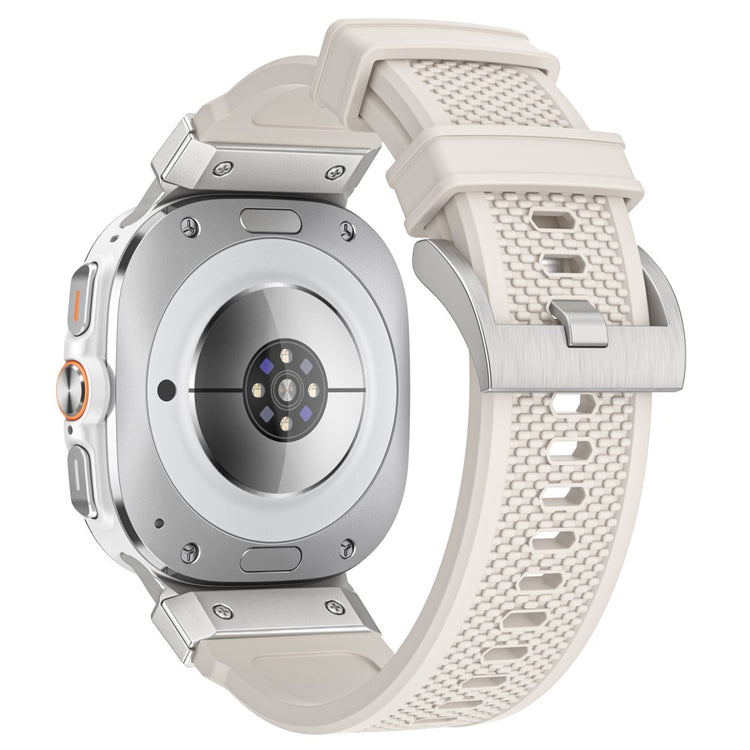 LEMONDA Samsung Galaxy Watch Ultra 47mm Band Rubber Breathable Watch Strap - Starlight / Silver Connector#serie_8