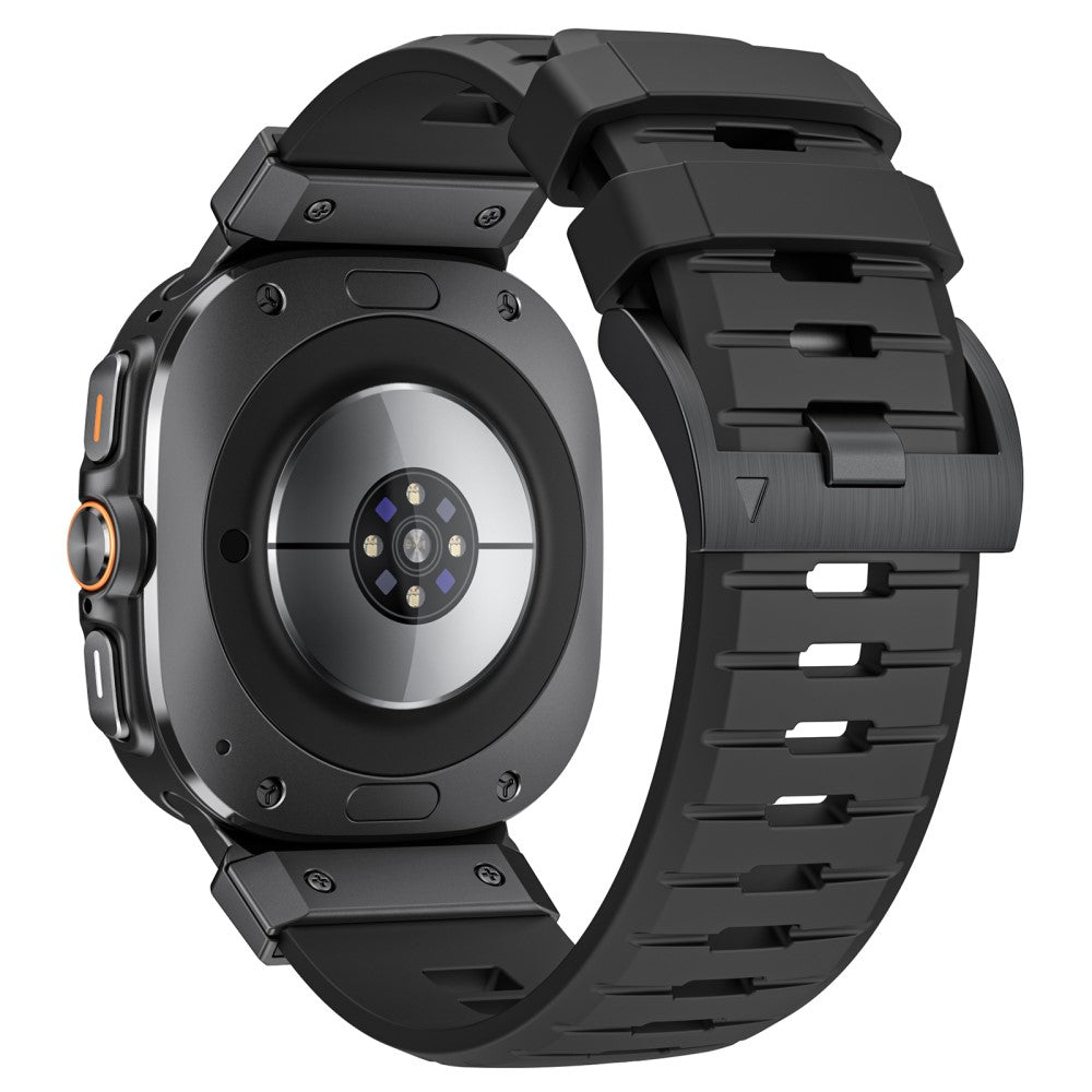 LEMONDA Samsung Galaxy Watch Ultra 47mm Fluorubber Strap Sweatproof Sport Watch Band - Black / Black Connector#serie_1