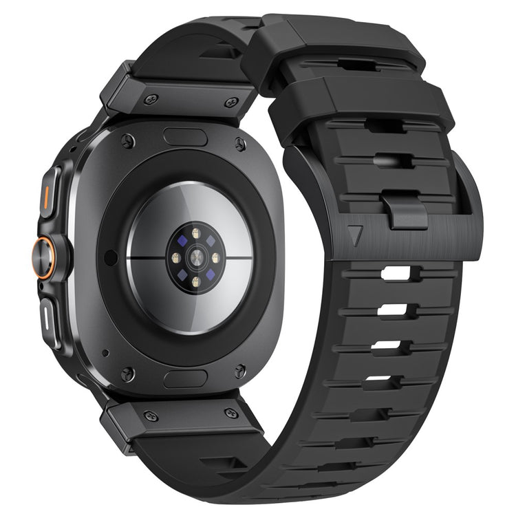 LEMONDA Samsung Galaxy Watch Ultra 47mm Fluorubber Strap Sweatproof Sport Watch Band - Black / Black Connector#serie_1
