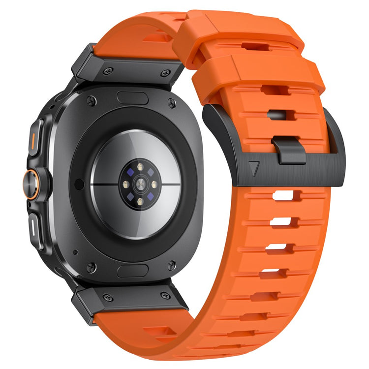 LEMONDA Samsung Galaxy Watch Ultra 47mm Fluorubber Strap Sweatproof Sport Watch Band - Orange / Black Connector#serie_2