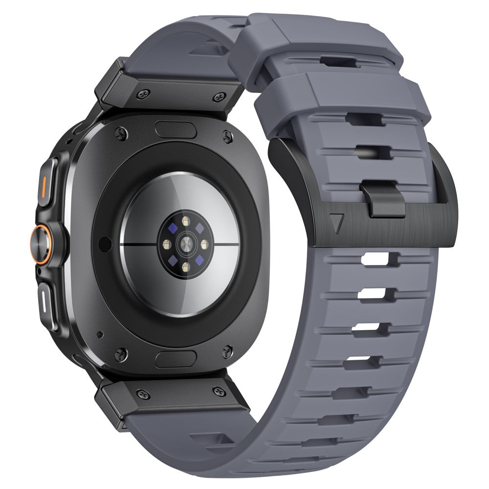 LEMONDA Samsung Galaxy Watch Ultra 47mm Fluorubber Strap Sweatproof Sport Watch Band - Grey / Black Connector#serie_3