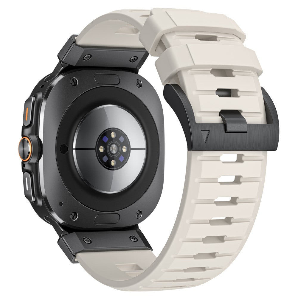 LEMONDA Samsung Galaxy Watch Ultra 47mm Fluorubber Strap Sweatproof Sport Watch Band - Starlight / Black Connector#serie_5