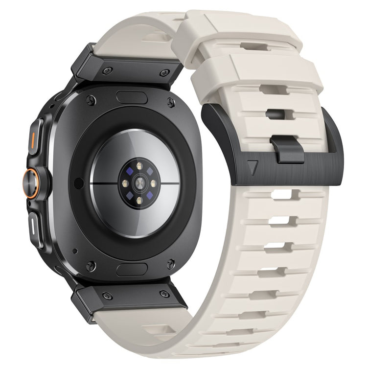 LEMONDA Samsung Galaxy Watch Ultra 47mm Fluorubber Strap Sweatproof Sport Watch Band - Starlight / Black Connector#serie_5