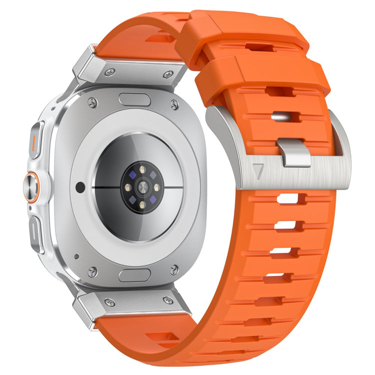 LEMONDA Samsung Galaxy Watch Ultra 47mm Fluorubber Strap Sweatproof Sport Watch Band - Orange / Silver Connector#serie_6