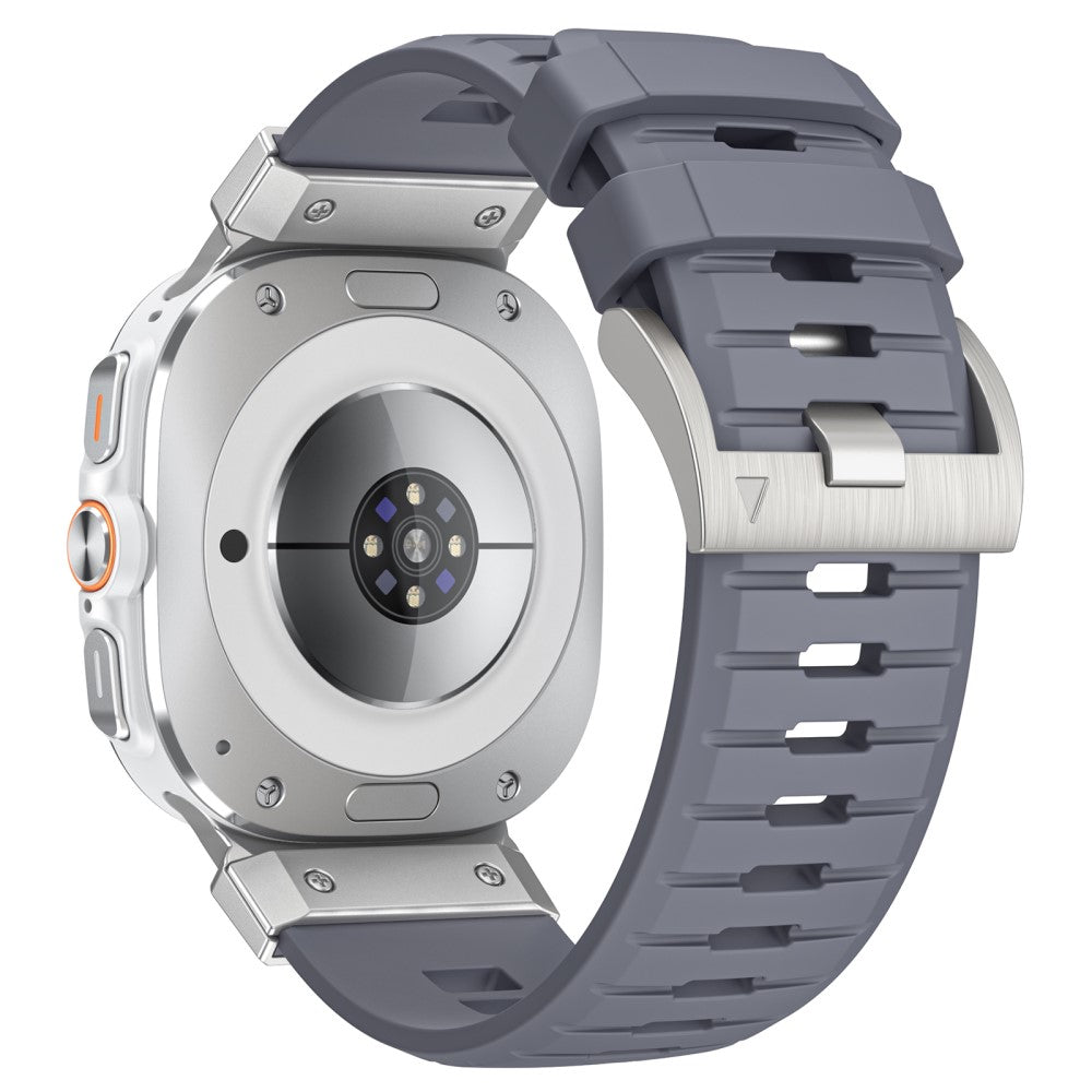 LEMONDA Samsung Galaxy Watch Ultra 47mm Fluorubber Strap Sweatproof Sport Watch Band - Grey / Silver Connector#serie_8