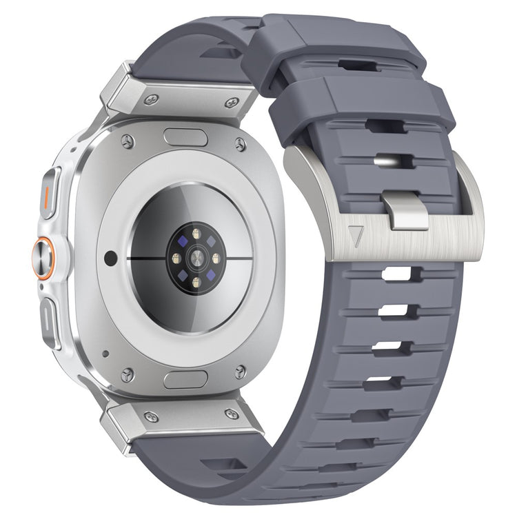 LEMONDA Samsung Galaxy Watch Ultra 47mm Fluorubber Strap Sweatproof Sport Watch Band - Grey / Silver Connector#serie_8