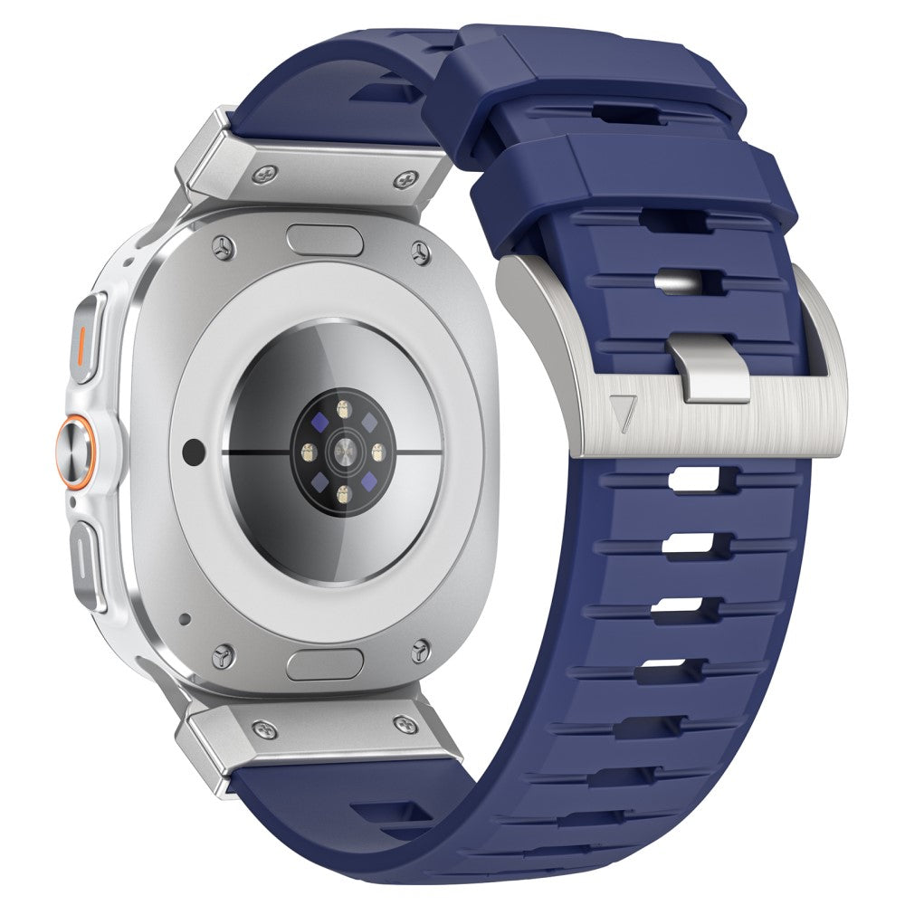 LEMONDA Samsung Galaxy Watch Ultra 47mm Fluorubber Strap Sweatproof Sport Watch Band - Blue / Silver Connector#serie_9