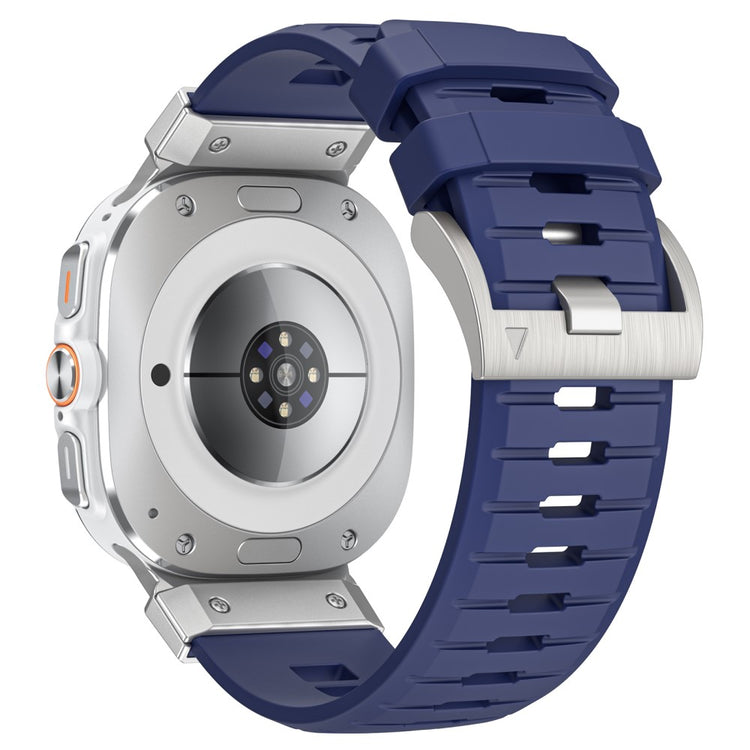 LEMONDA Samsung Galaxy Watch Ultra 47mm Fluorubber Strap Sweatproof Sport Watch Band - Blue / Silver Connector#serie_9
