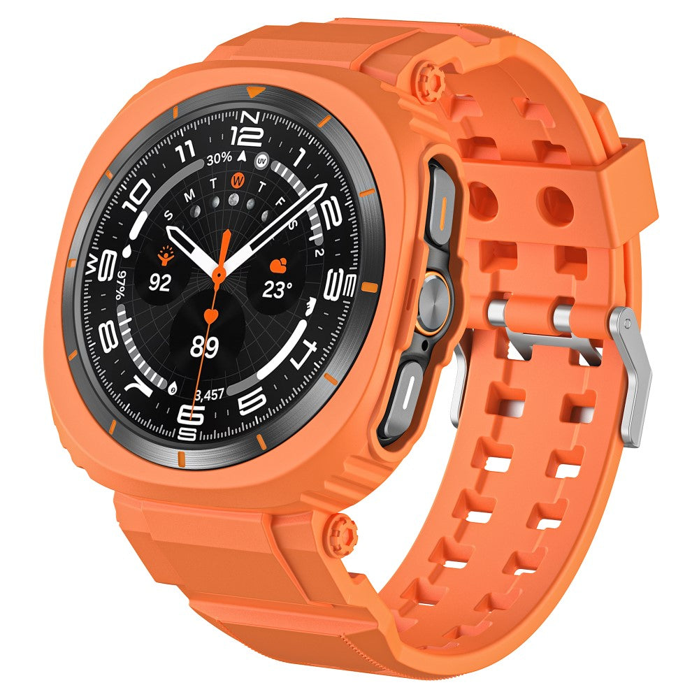 Samsung Galaxy Watch Ultra 47mm Watch Strap Breathable Flexible+Bump Resistant Integrated Watch Band with Case - Orange#serie_2