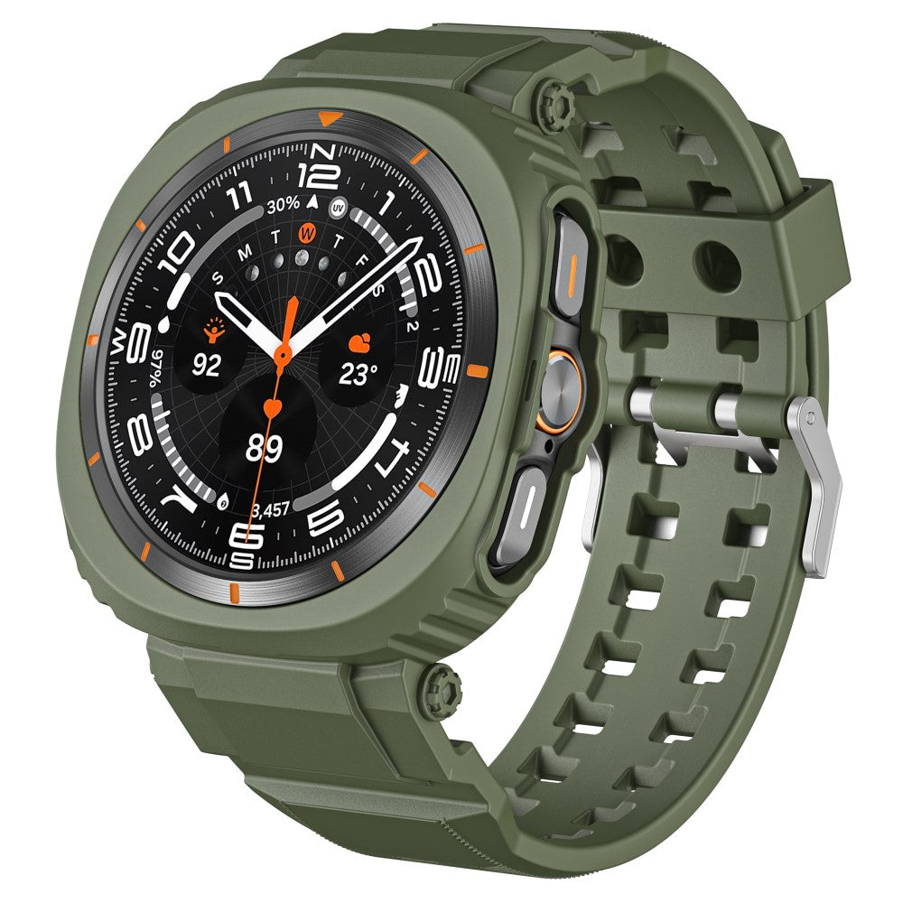 Samsung Galaxy Watch Ultra 47mm Watch Strap Breathable Flexible+Bump Resistant Integrated Watch Band with Case - Army Green#serie_4