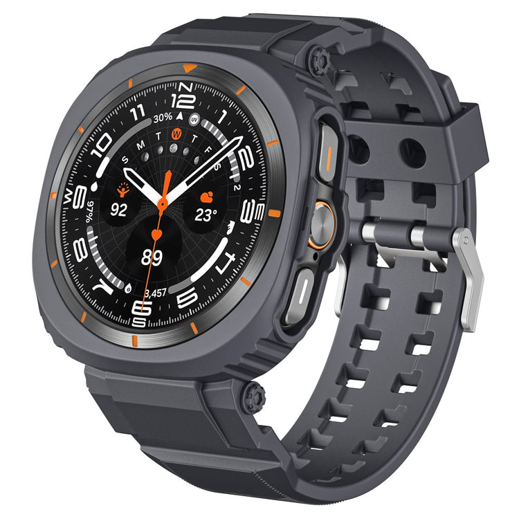Samsung Galaxy Watch Ultra 47mm Watch Strap Breathable Flexible+Bump Resistant Integrated Watch Band with Case - Grey#serie_5
