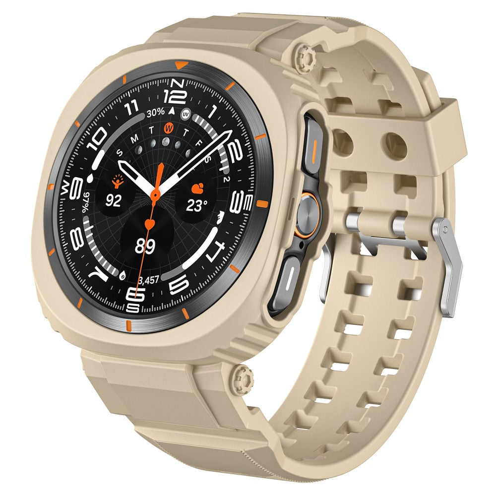 Samsung Galaxy Watch Ultra 47mm Watch Strap Breathable Flexible+Bump Resistant Integrated Watch Band with Case - Desert Gold#serie_6