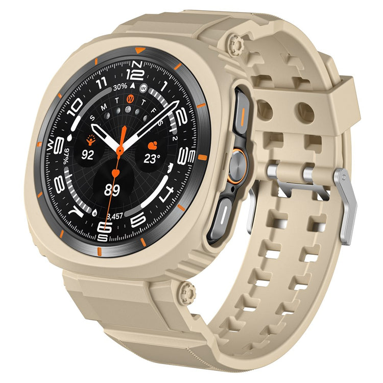 Samsung Galaxy Watch Ultra 47mm Watch Strap Breathable Flexible+Bump Resistant Integrated Watch Band with Case - Desert Gold#serie_6