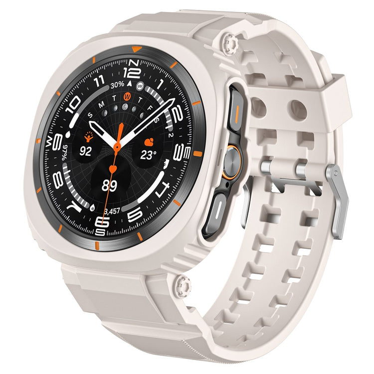 Samsung Galaxy Watch Ultra 47mm Watch Strap Breathable Flexible+Bump Resistant Integrated Watch Band with Case - Starlight#serie_7
