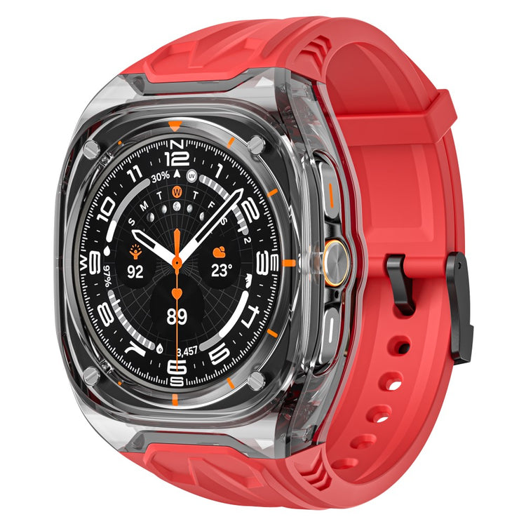 Samsung Galaxy Watch Ultra 47mm Flexible Watch Band with Transparent Watch Case - Red+Transparent Black#serie_3