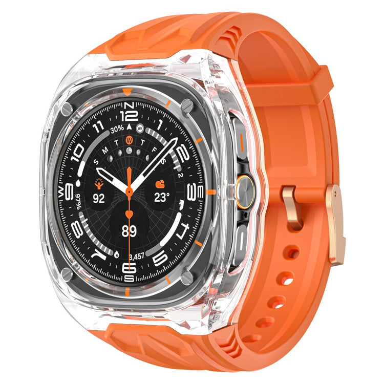 Samsung Galaxy Watch Ultra 47mm Flexible Watch Band with Transparent Watch Case - Orange+Transparent#serie_5