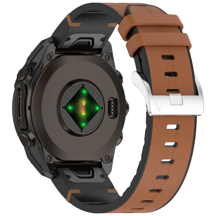 22mm Watch Band Garmin Fenix 8 47mm / Fenix E 47mm / Quatix 7 Pro Leather Coated Silicone Adjustable Length Strap - Brown#serie_1