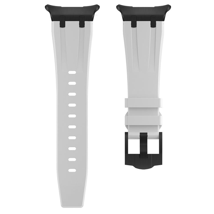 Samsung Galaxy Watch Ultra 47mm Silicone Watch Band Adjustable Strap with Black Buckle - Black+White#serie_2