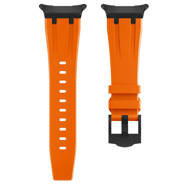 Samsung Galaxy Watch Ultra 47mm Silicone Watch Band Adjustable Strap with Black Buckle - Black+Orange#serie_3