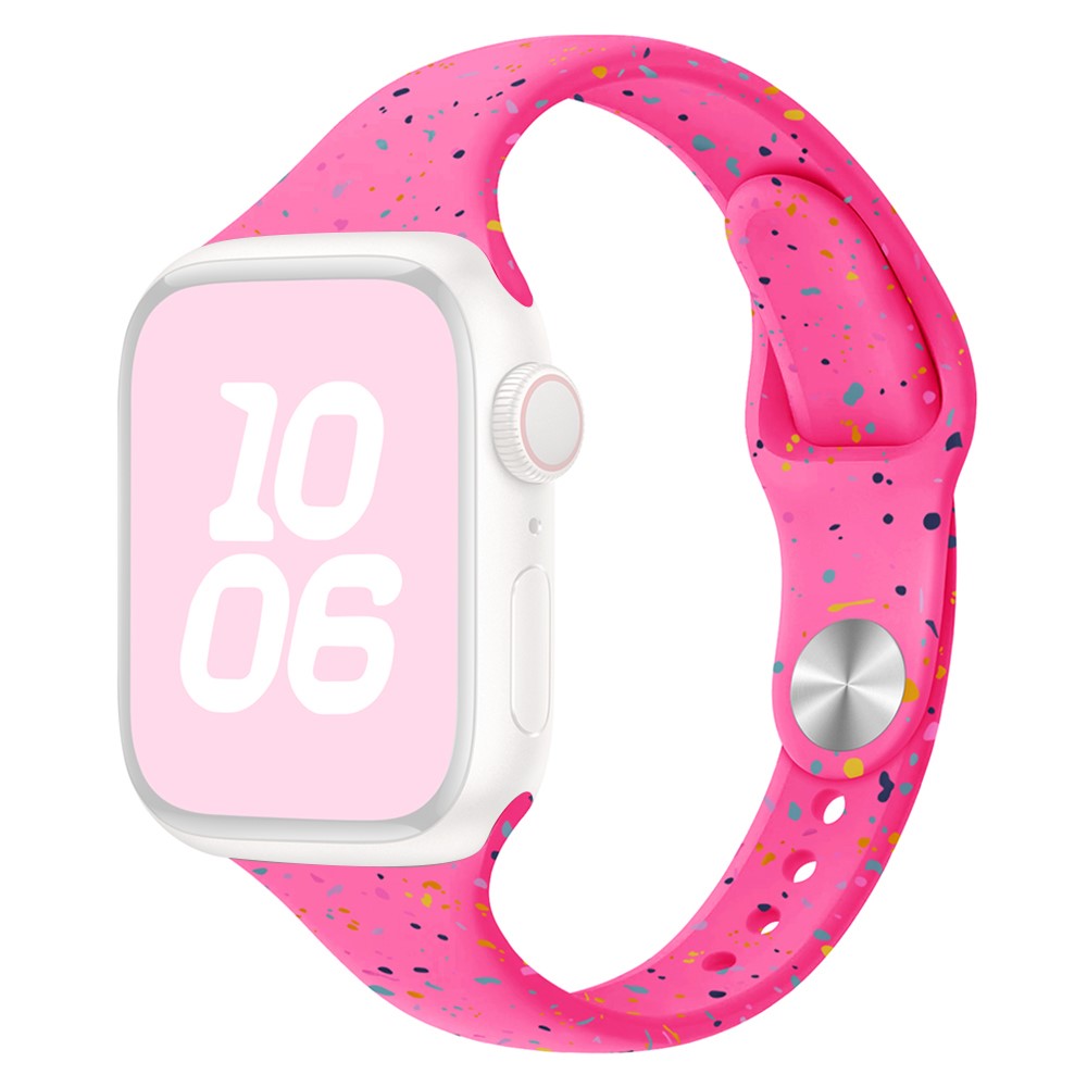 KALEBOL Silicone Watch Strap Apple Watch Series 10 42mm Colorful Flakes Band - Hot Pink#serie_1