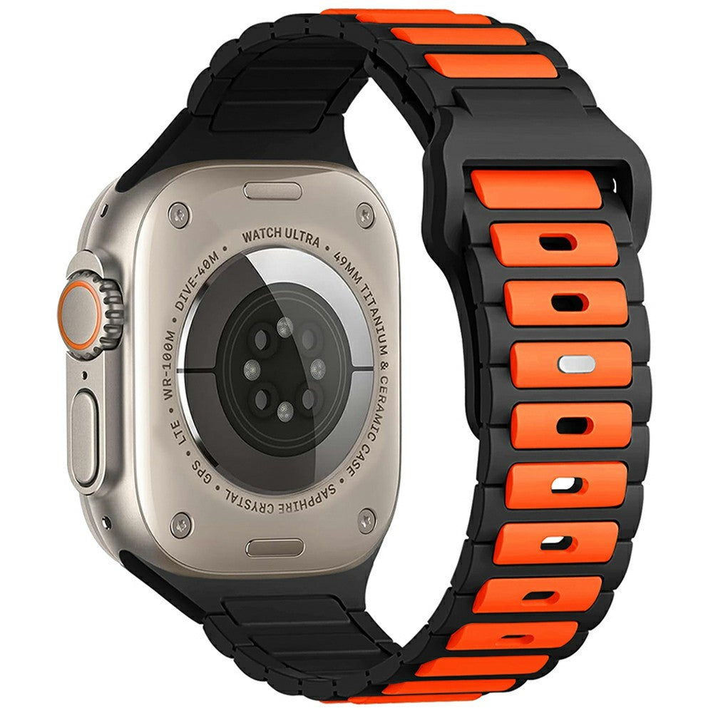 KALEBOL Silicone Watch Strap Apple Watch Series 10 42mm Dual Color Strap - Orange+Black#serie_1