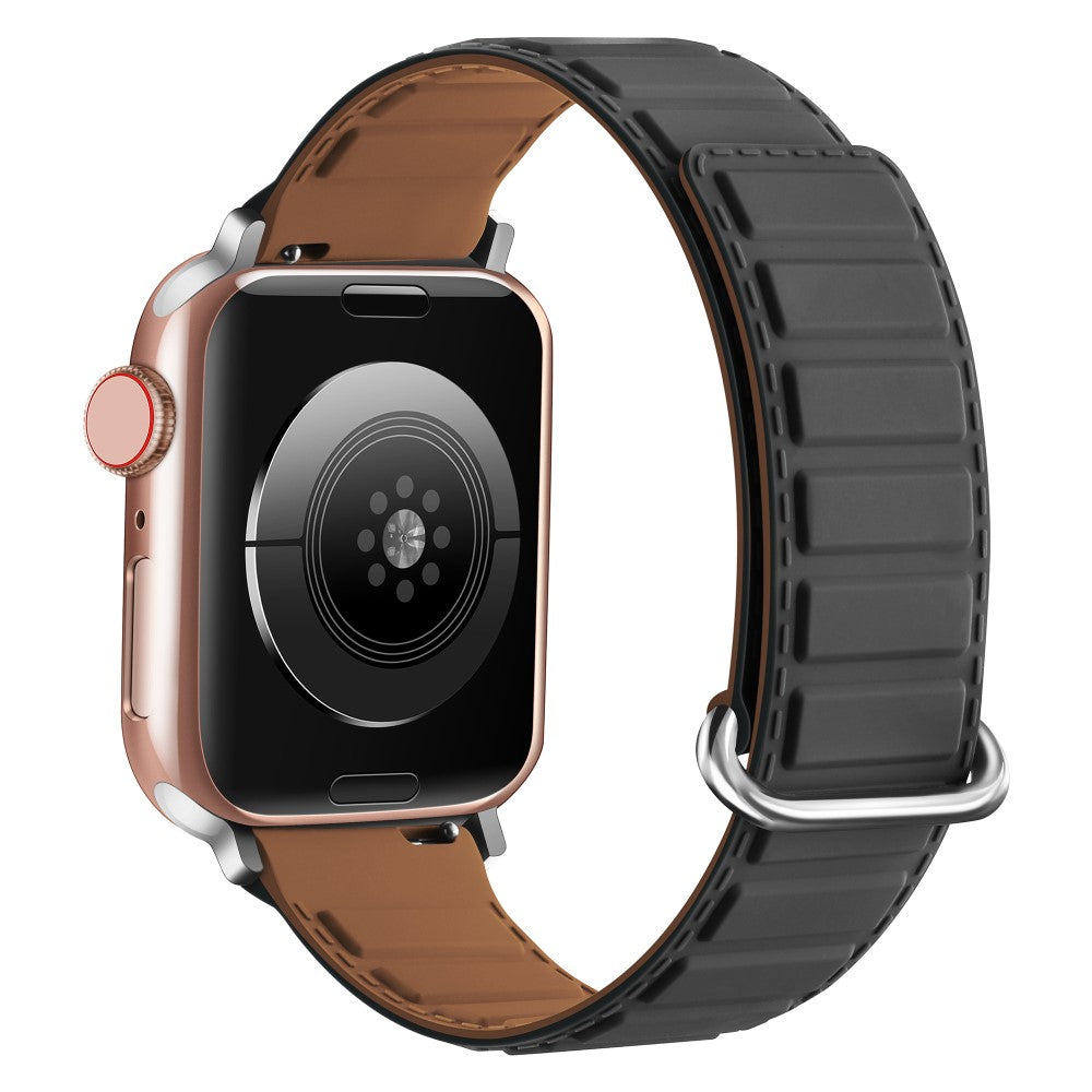 Silicone Strap Apple Watch Series 10 42mm Magnetic Reverse Buckle Watch Band - Grey+Brown#serie_3