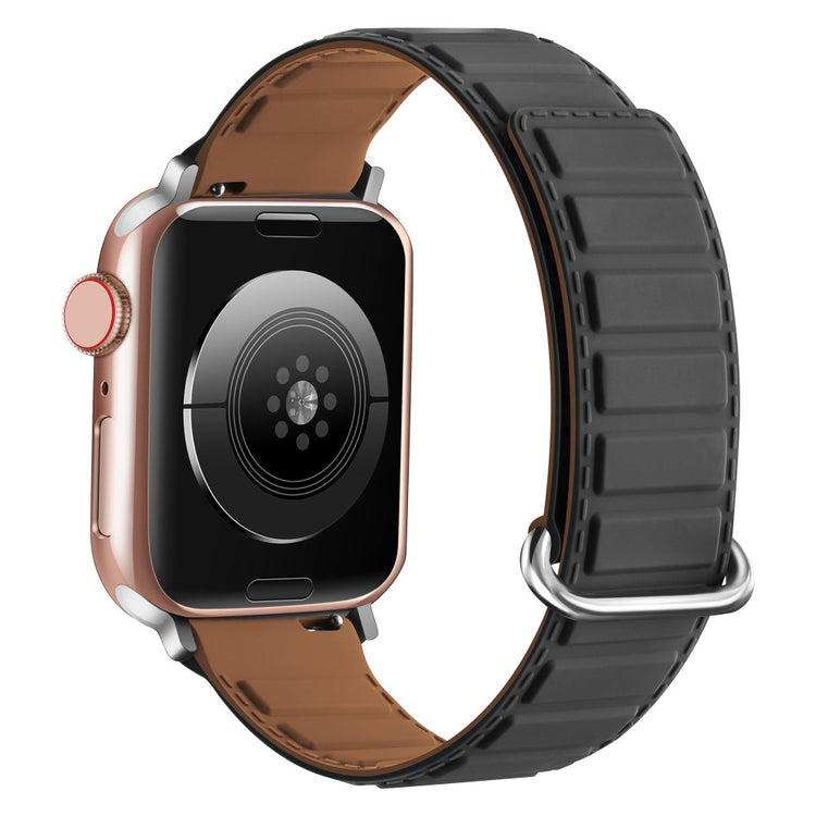 Silicone Strap Apple Watch Series 10 42mm Magnetic Reverse Buckle Watch Band - Grey+Brown#serie_3