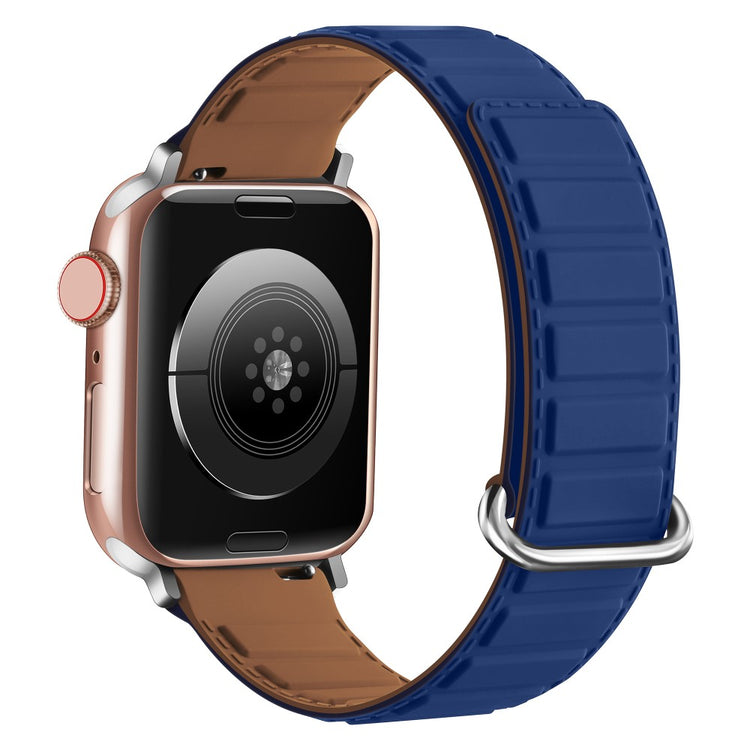 Silicone Strap Apple Watch Series 10 42mm Magnetic Reverse Buckle Watch Band - Midnight Blue+Brown#serie_4