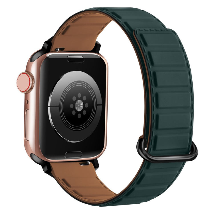 Silicone Strap Apple Watch Series 10 42mm Magnetic Reverse Buckle Watch Band - Green+Brown#serie_6