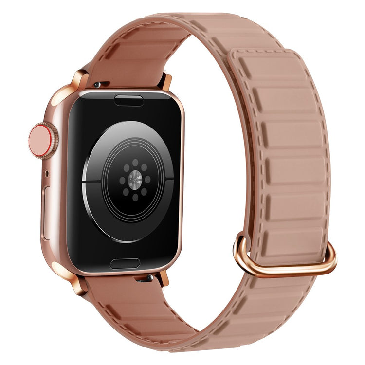 Silicone Strap Apple Watch Series 10 42mm Magnetic Reverse Buckle Watch Band - Rose Grey+Oxford Pink#serie_13