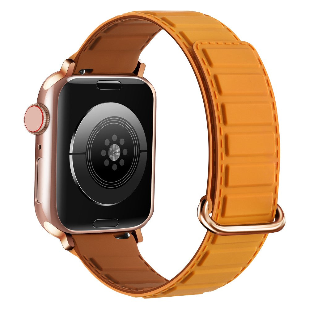 Silicone Strap Apple Watch Series 10 42mm Magnetic Reverse Buckle Watch Band - Yellow+Brown#serie_14