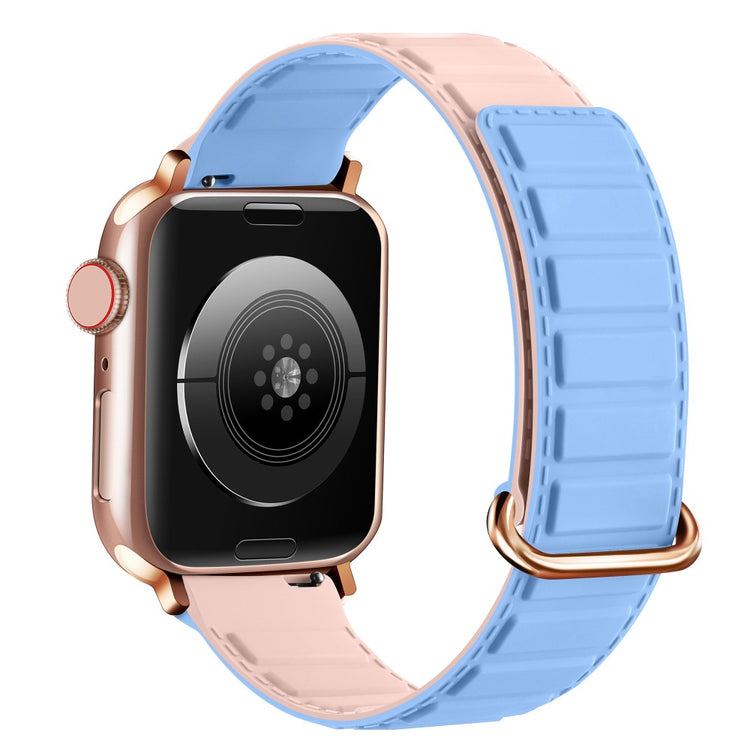 Silicone Strap Apple Watch Series 10 42mm Magnetic Reverse Buckle Watch Band - Blue+Pink#serie_15