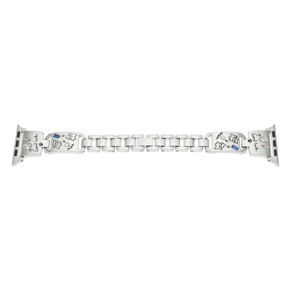 Metal Strap Apple Watch Series 10 42mm Watch Band Cat Pattern - Silver#serie_1