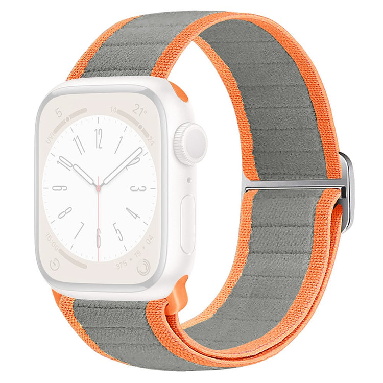 Watch Band Apple Watch Series 10 42mm Elastic Nylon Figure-8 Buckle Strap - Grey Orange#serie_2