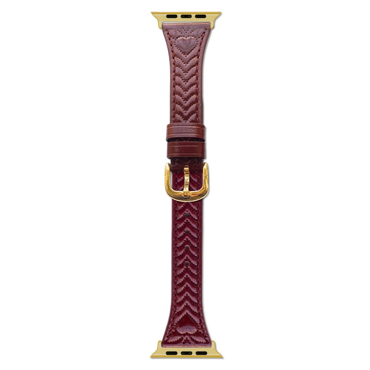 Watch Band Apple Watch Series 41mm - 40mm - 38mm Heart Pattern Embossed Genuine Leather Strap - Wine Red#serie_1