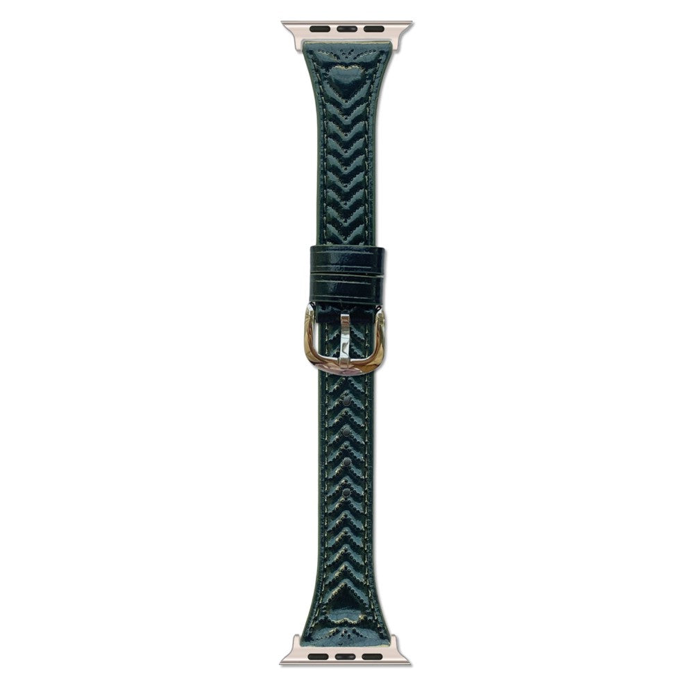Watch Band Apple Watch Series 41mm - 40mm - 38mm Heart Pattern Embossed Genuine Leather Strap - Dark Green#serie_4