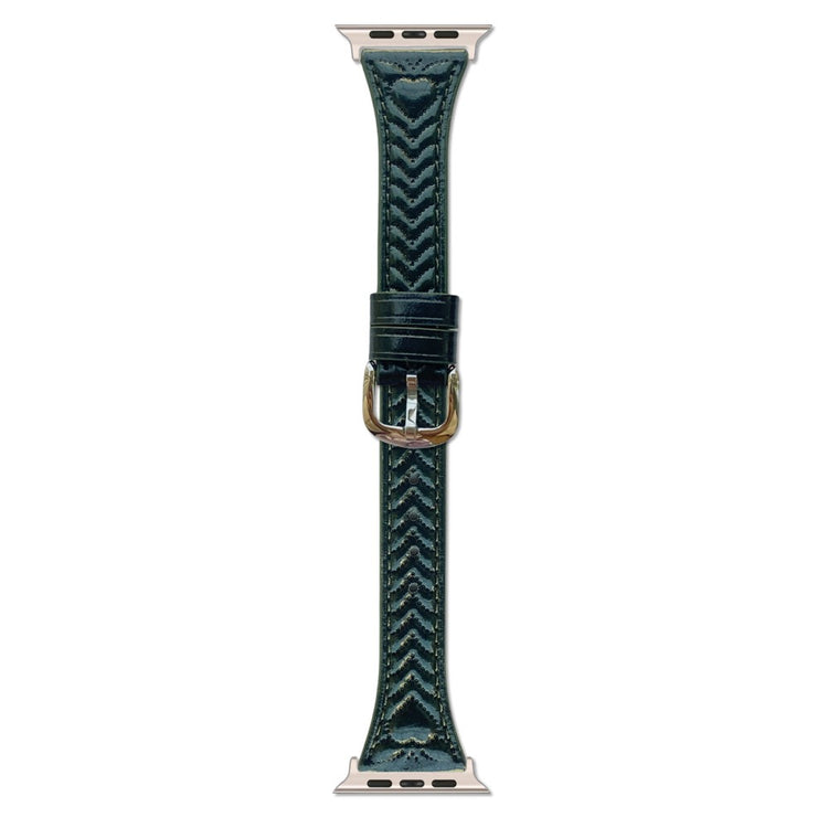 Watch Band Apple Watch Series 41mm - 40mm - 38mm Heart Pattern Embossed Genuine Leather Strap - Dark Green#serie_4