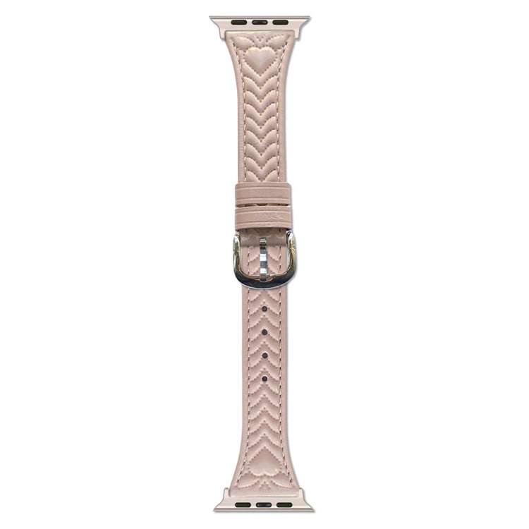 Watch Band Apple Watch Series 41mm - 40mm - 38mm Heart Pattern Embossed Genuine Leather Strap - Pink#serie_6