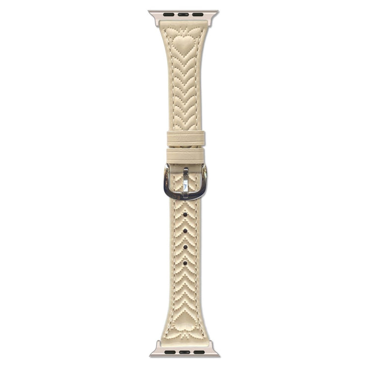 Watch Band Apple Watch Series 41mm - 40mm - 38mm Heart Pattern Embossed Genuine Leather Strap - Apricot#serie_7