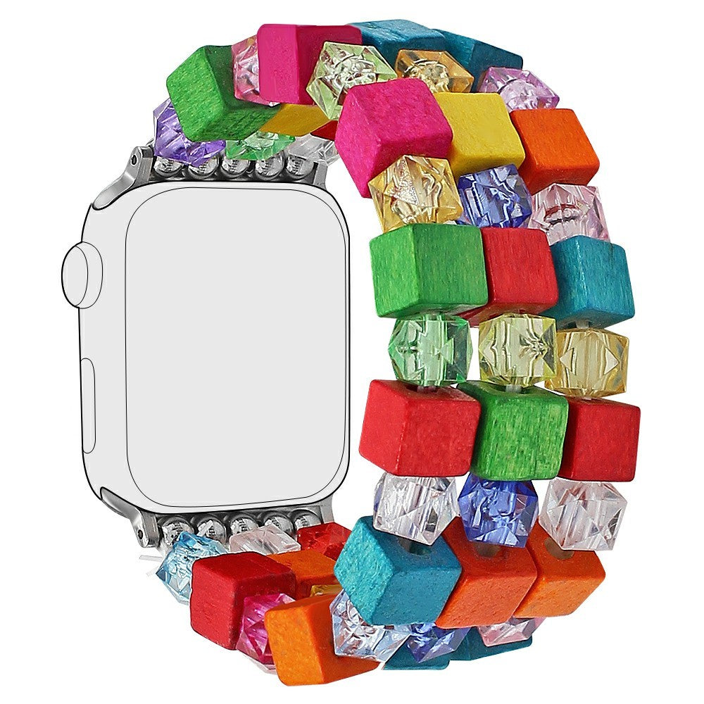 Bracelet Watch Strap Apple Watch Series 41mm - 40mm - 38mm Wood Resin Beads Wrist Band - Colorful#serie_1