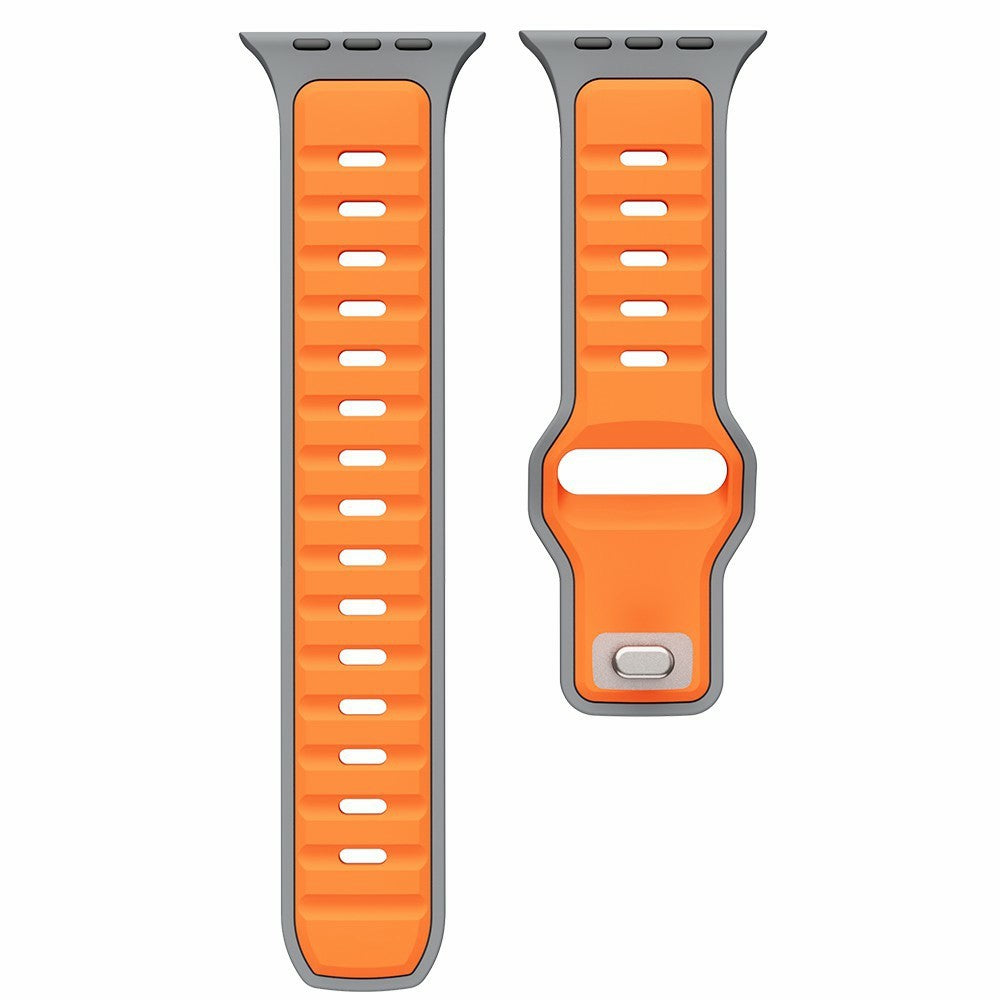Silicone Strap Apple Watch Series 49mm - 45mm - 44mm - 42mm Dual Color Sport Wrist Band - Orange / Grey#serie_1