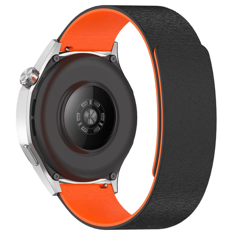 20mm Watch Band Samsung Galaxy Watch7 Cloud Wood Grain Silicone Magnetic Strap - Black  /  Orange#serie_2