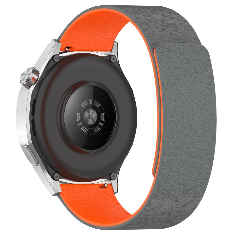 20mm Watch Band Samsung Galaxy Watch7 Cloud Wood Grain Silicone Magnetic Strap - Grey  /  Orange#serie_4