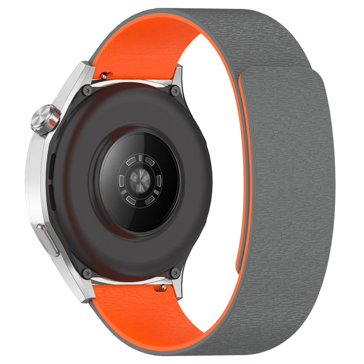 20mm Watch Band Samsung Galaxy Watch7 Cloud Wood Grain Silicone Magnetic Strap - Grey  /  Orange#serie_4