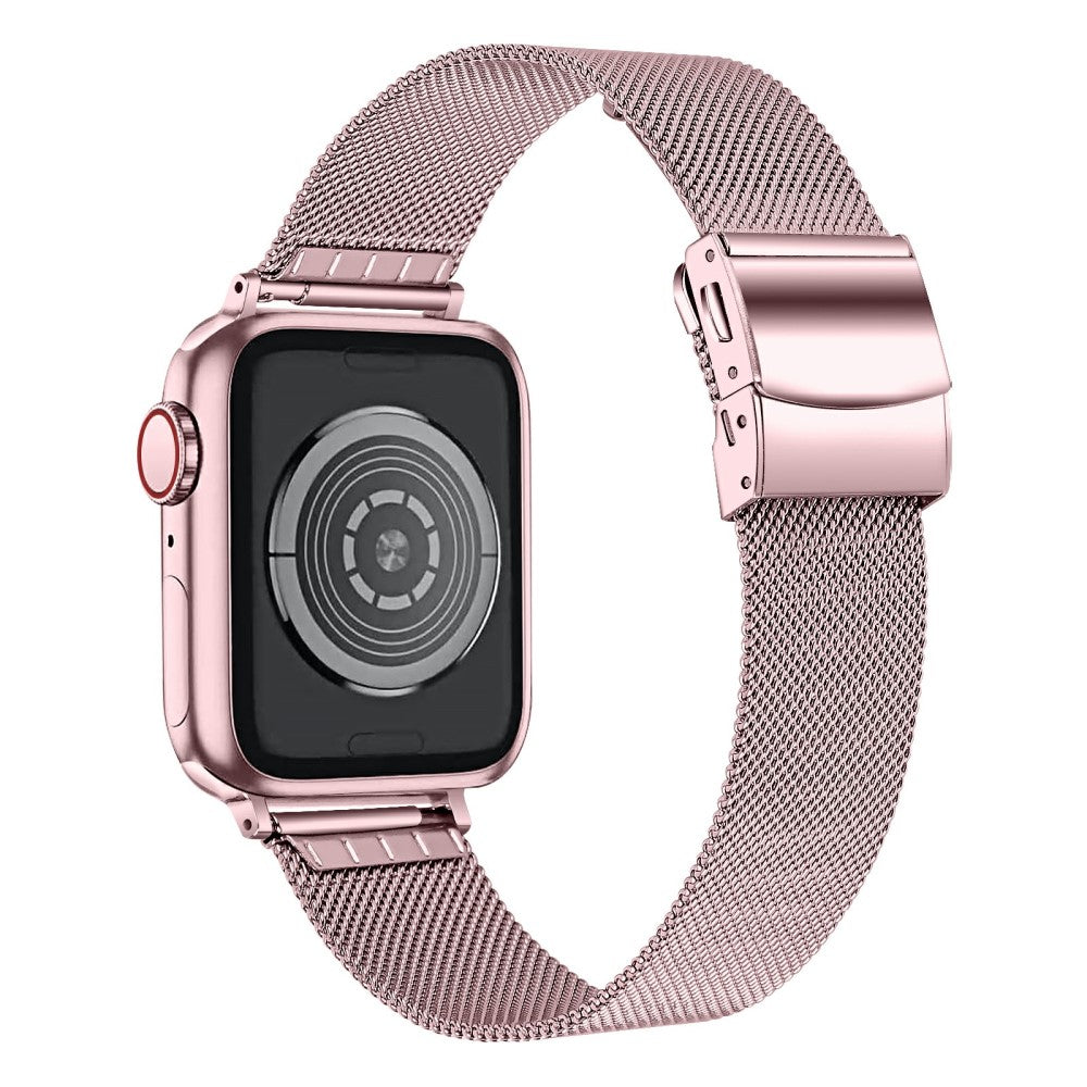 Watch Strap Apple Watch Series 41mm - 40mm - 38mm Milanese Metal Band with Buckle - Rose Pink#serie_3
