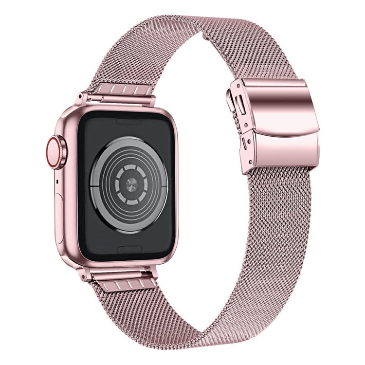 Watch Strap Apple Watch Series 41mm - 40mm - 38mm Milanese Metal Band with Buckle - Rose Pink#serie_3